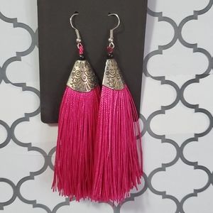 Fuchsia tassel earrings